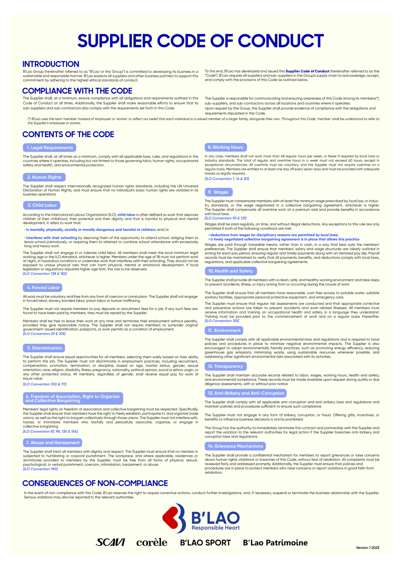 BLAO SCAVI SUPPLIER CODE OF CONDUCT VER 01 2025 EN 1
